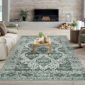 Runner Retro Vintage Irregular Pattern Thin Washable Non Skid for Entryway Bedroom Kitchen Office & Dining Table - 1 of 4