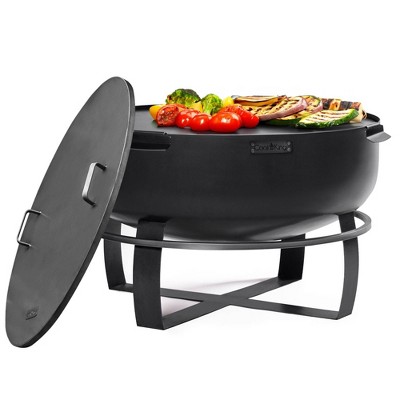 Good Directions Viking 32" XXL Outdoor Fire Pit with Grill Plate and Cover Lid Black