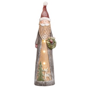 Transpac Resin 23.5 in. Multicolored Christmas Light Up Snowy Santa/Snowman Decor - 1 of 2