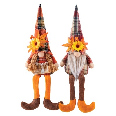 Collections Etc Fall Garden Gnome Sitter Figurines - Set Of 2 5 X 3 X ...