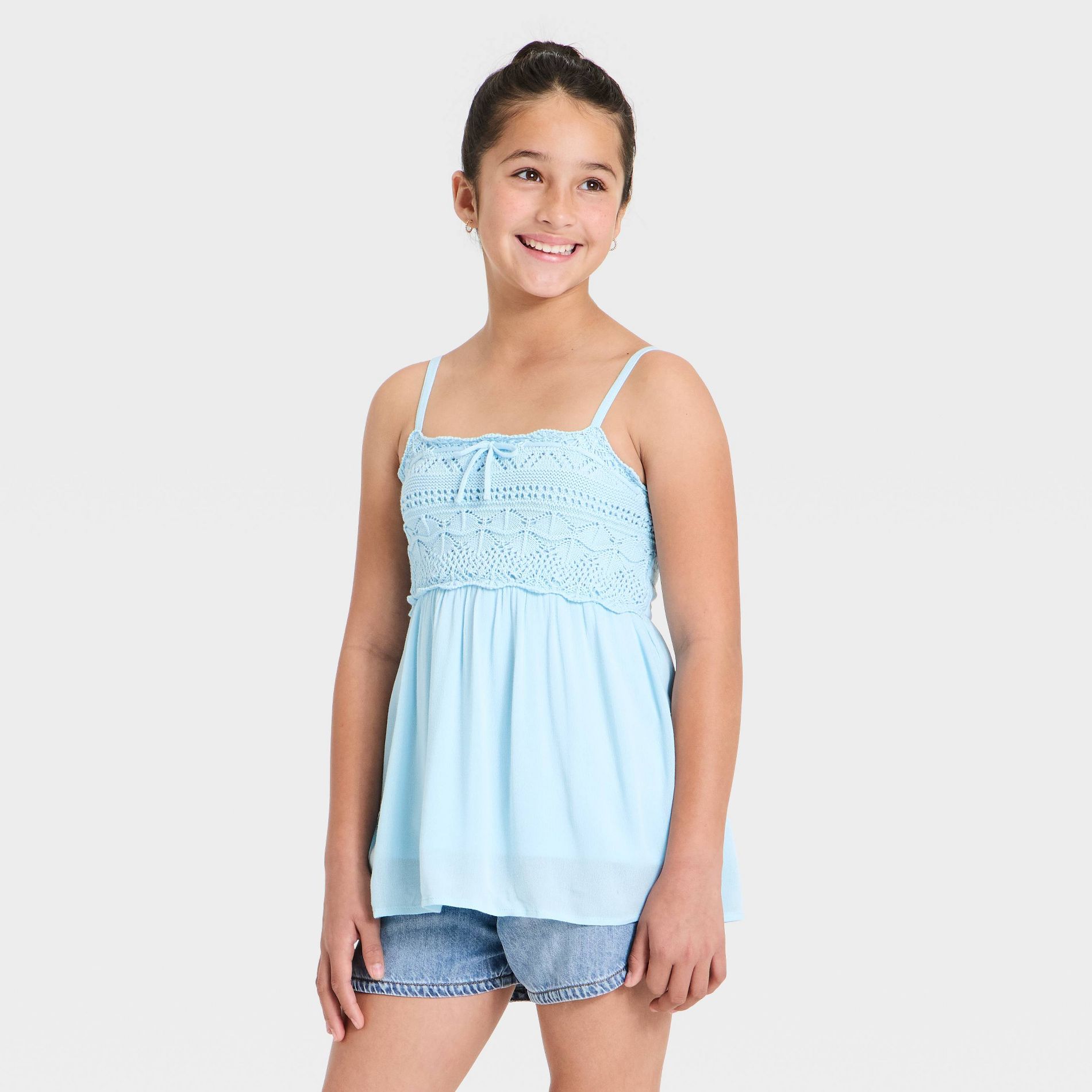 Girls' Babydoll Sweater Trim Tank Top - art class™
