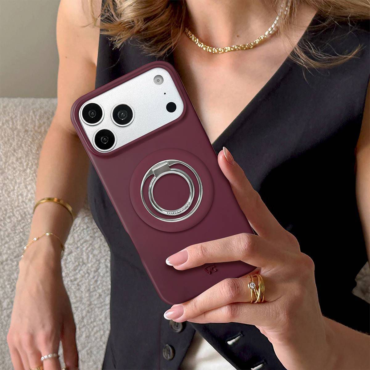 VELVET CAVIAR Magnetic Cell Phone Ring & Stand Charms - Burgundy 1990 - thumbnail 7
