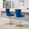Set of 2 Swivel Velvet Bar Stools with Backs, Adjustable Height, Upholstered Barstools with Chrome Base for Kitchen Island or Bar - Cuddlewood - 2 of 4