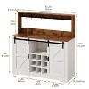 Snynuxx 47" Farmhouse Coffee Bar Cabinet with Shelves and Sliding Barn Door - 2 of 4