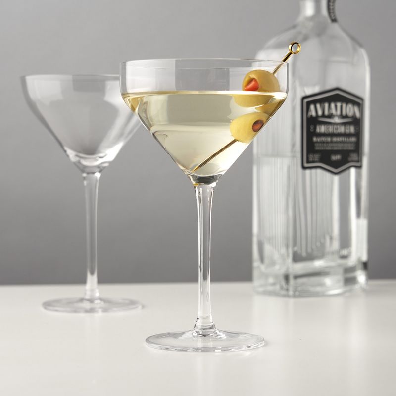 Viski Angled Martini Glasses, Set of 2, Holds 9 oz, Lead-Free Crystal, Stemmed Cocktail Barware, 3 of 8