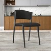 LeisureMod Upholstered Dining Chair in Leather with Black Iron Frame and Legs Aspen Series Set of 2 - 2 of 4