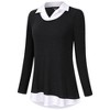 Women's Contrast Collared Shirts Patchwork Work Blouse Tunics Tops - 2 of 4