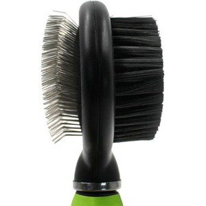 Pet Life Flex Series 2-in-1 Dual-Sided Slicker and Bristle Grooming Pet Brush, Green - 1 of 4
