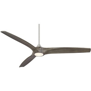 60" Casa Vieja Padera Modern Indoor Outdoor Ceiling Fan with Dimmable LED Light Remote Brushed Nickel Light Wood Damp Rated for Patio Exterior House - 1 of 4