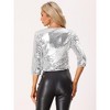 Allegra K Women's Sequin 3/4 Sleeve Open Front Party Shiny Glitter Sparkly Jacket - 4 of 4