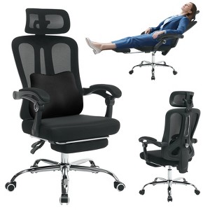 Ergonomic Mesh Office Chair with Retractable Footrest Executive High Back Computer Desk Chair with Adjustable Headrest & Lumbar Support for Bedroom - 1 of 4