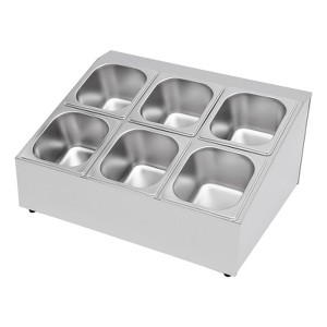 YIYIBYUS Stainless Steel Spice Rack Shelf with Six 1/6 Pans and 6 Ladles - 1 of 4