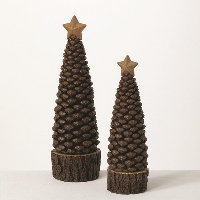 Sullivans Pinecone Tree Set of 2, 12.25"H & 15.25"H Brown