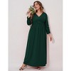 Women Plus Size 3/4 Sleeve V-Neck Ruched Dress - 2 of 4