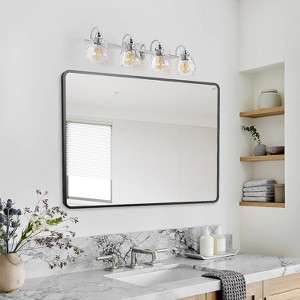 4 Light Bathroom Light Fixtures,32" Modern Vanity Lights over Mirror with Hammered Glass,Wall Light Fixture for Living Room Bedroom Porch - 1 of 4