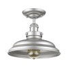 Homestock Samuel Industrial-Style 1 Light Silver Painted Semi-Flush Ceiling Fixture 10" Wide - 3 of 3