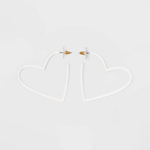 SUGARFIX by BaubleBar Coated Heart Hoop Earrings - White, Women