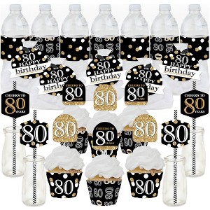 Big Dot of Happiness Adult 80th Birthday - Gold - Birthday Party Favors and Cupcake Kit - Fabulous Favor Party Pack - 100 Pieces - 1 of 4