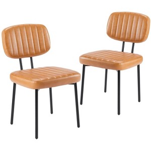 JIONJOY Mid Century Modern Faux Leather Upholstery Dining Chair with Metal Legs Set of 2 - 1 of 4
