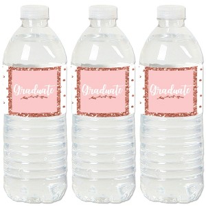 Big Dot of Happiness Rose Gold Grad -  Graduation Party Water Bottle Sticker Labels - Set of 20 - 1 of 4