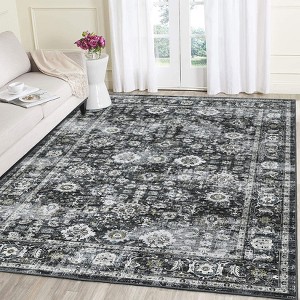 Area Rugs for Living Room Bedroom Vintage Distressed Rug Floral Print Accent Rug - 1 of 4