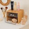 Bamboo Makeup & Jewelry Organizer with 2 Clear Acrylic Drawers, Nonslip Cosmetic Storage Box, Durable Organizer for Cosmetics, Skincare, & Jewelry - 2 of 3