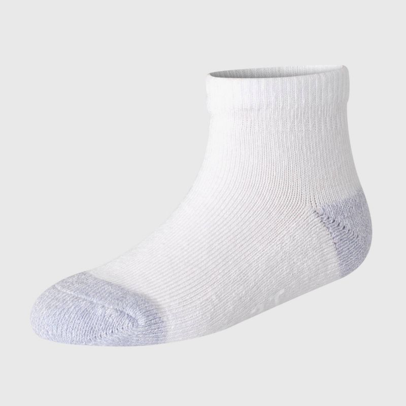 Hanes Toddler Boys' 6pk PURE Comfort with Organic Cotton Solid Ankle Socks - White/Gray, 3 of 6