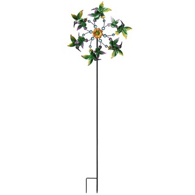 The Lakeside Collection Windspinner Stakes Garden Metallic Butterfly Ladybug And Hummingbird - Hummingbird