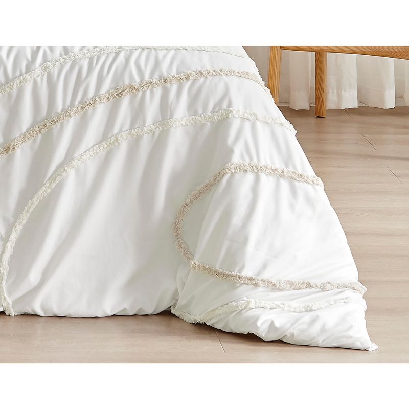Sweet Jojo Designs Queen Duvet Cover and Shams Set Boho Tufted Swirl Ivory and Taupe 3pc, 5 of 6
