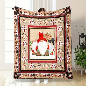 Lomsoe Christmas Gnome Print Flannel Blanket - All Seasons Soft Cozy Warm Throw Blanket for Bed, Napping, Camping, Travel, Office, Christmas Gifts - 1 of 4