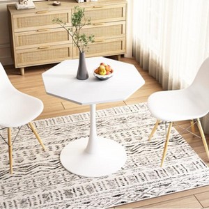 31.50"Modern Octagonal Coffee Table with MDF Table Top or Marble Table Top,Metal Base, for Dining Room - 1 of 4