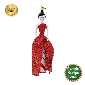 Santa Land Mary Alice In Red & White Candy Stripe Long Skirt -  7.00 Inch, Glass - Dames Of Candy Striped Lance Shopper Italian Italy 23D1030 - 1 of 3