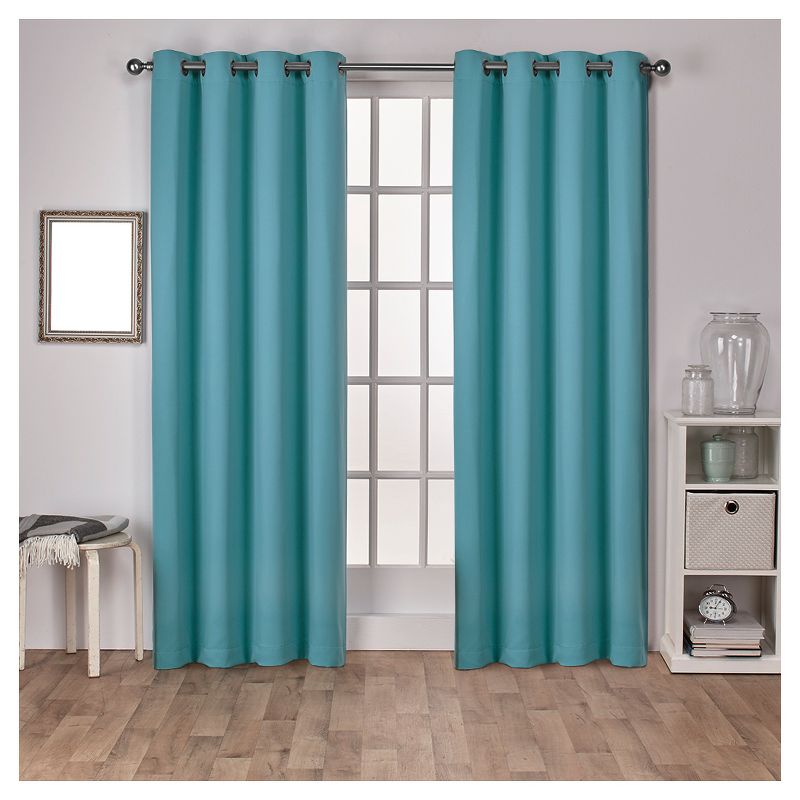 Set of 2 Sateen Twill Weave Insulated Blackout Grommet Top Window Curtain Panels - Exclusive Home, 1 of 12