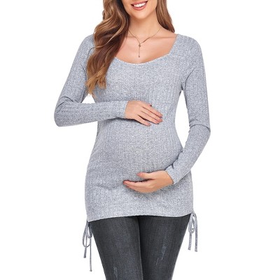 Women's Maternity Shirt Long Sleeve Crew Neck Top for Pregnancy
