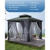 Hardtop Gazebo - Outdoor Metal Pavilion with Galvanized Steel and Aluminum Frame, Double Roof Canopy with Netting and Curtains -Ideal for Patio - 3 of 4