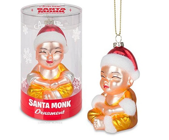 Accoutrements Santa Monk Glass Holiday Ornament