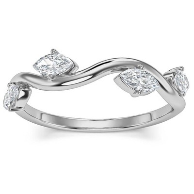 Pompeii3 1/2Ct Marquise Diamond Wedding Vine Stackable Ring in White Yellow or Rose Gold