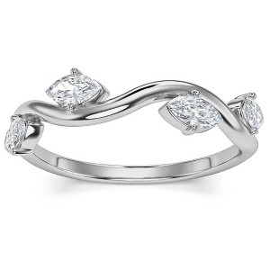 Pompeii3 1/2Ct Marquise Diamond Wedding Vine Stackable Ring in White Yellow or Rose Gold - 1 of 4