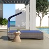 Resenkos Outdoor Elegance PE Rattan Double Chaise Lounge, Reclining Daybed With Canopy, Composite Wood-Plastic Middle Table, Dark Blue - 4 of 4