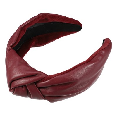 Unique Bargains Cross Knotted PU Leather Non-slip Fashion Wide Headband 1 Pc