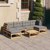 vidaXL 7 Piece Patio Lounge Set with Cushions Solid Wood Pine - Natural, Cushion Included - 2 of 4