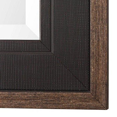 Transitional Aged Bronze and Black Rectangular Wood Wall Mirror 30" Wide