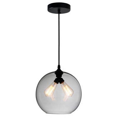 CWI Lighting Glass 2 Light Down Mini Pendant With Smoke Finish