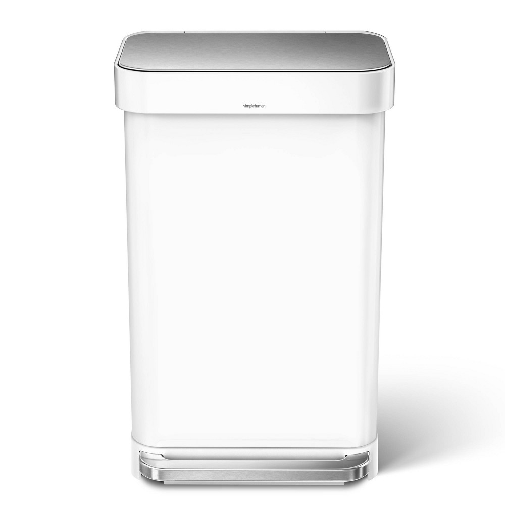 Photos - Waste Bin Simplehuman 45L Rectangular Kitchen Step Trash Can with Liner Pocket White 