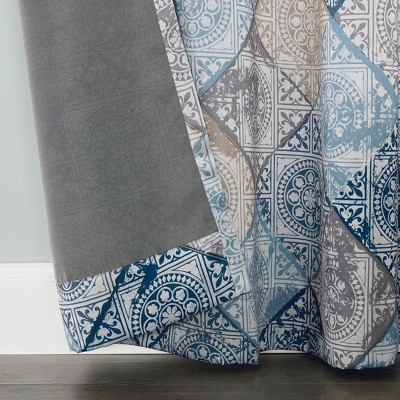 Indigo Blue Global Medallion Room Darkening Curtain Panel 54"x84"