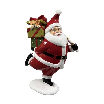 Transpac Resin Glossy Santa with Gifts Decorative Object Multicolor Tabletop Figurine Christmas Indoor Use Decoration Gift Giving and Hostess Gifts