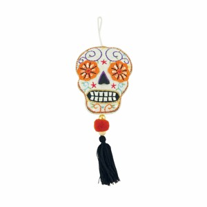 Gallerie II White Skull With Tassel Ornament - 1 of 3