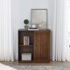 SKRAN Mid Century Sideboard with 2 Sliding Door & Solid Wood Decorative Strips, Storage Cabinet for Living Room, Kitchen, Dining, Entryway, Walnut - 2 of 4
