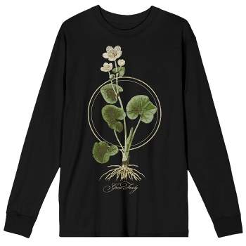 Positive Message Floral "Grow Freely" Men's Black Long Sleeve Crew Neck Tee