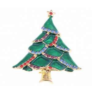 Anna-Kaci Holiday Christmas Multicolor Rhinestone Ornaments Crystal Xmas Brooch Pin - 1 of 4